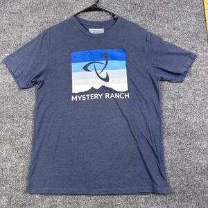 Mystery Ranch Mens Logo Graphic T-Shirt Navy Blue Heather Short Sleeve Large